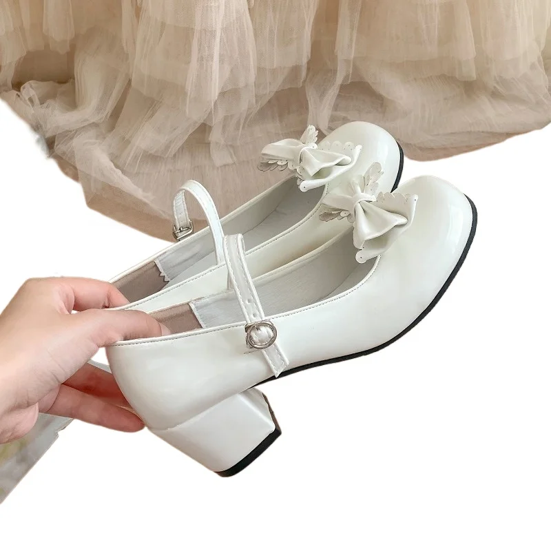 Concise Thick Heel Leather Shoes Ladies Shallow Pumps Cute Butterfly-knot Women Lolita Mary Jane Shoes
Concise Thick Heel Leather Shoes Ladies Shallow Pumps Cute Butterfly-knot Women Lolita Mary Jane Shoes