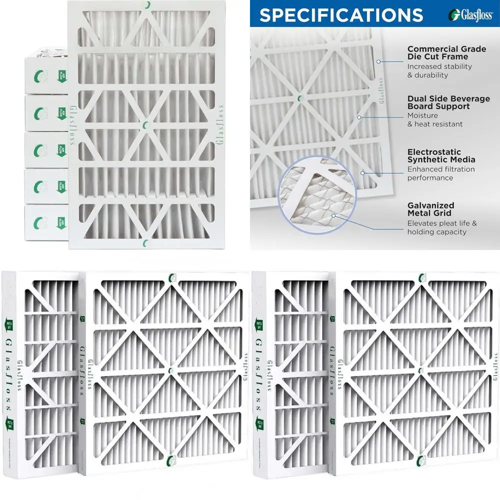 6-Pack 16x25x4 MERV 10 Air and Furnace Filters, Actual Size: 15.5x24.5x3.75
6-Pack 16x25x4 MERV 10 Air and Furnace Filters, Actual Size: 15.5x24.5x3.75