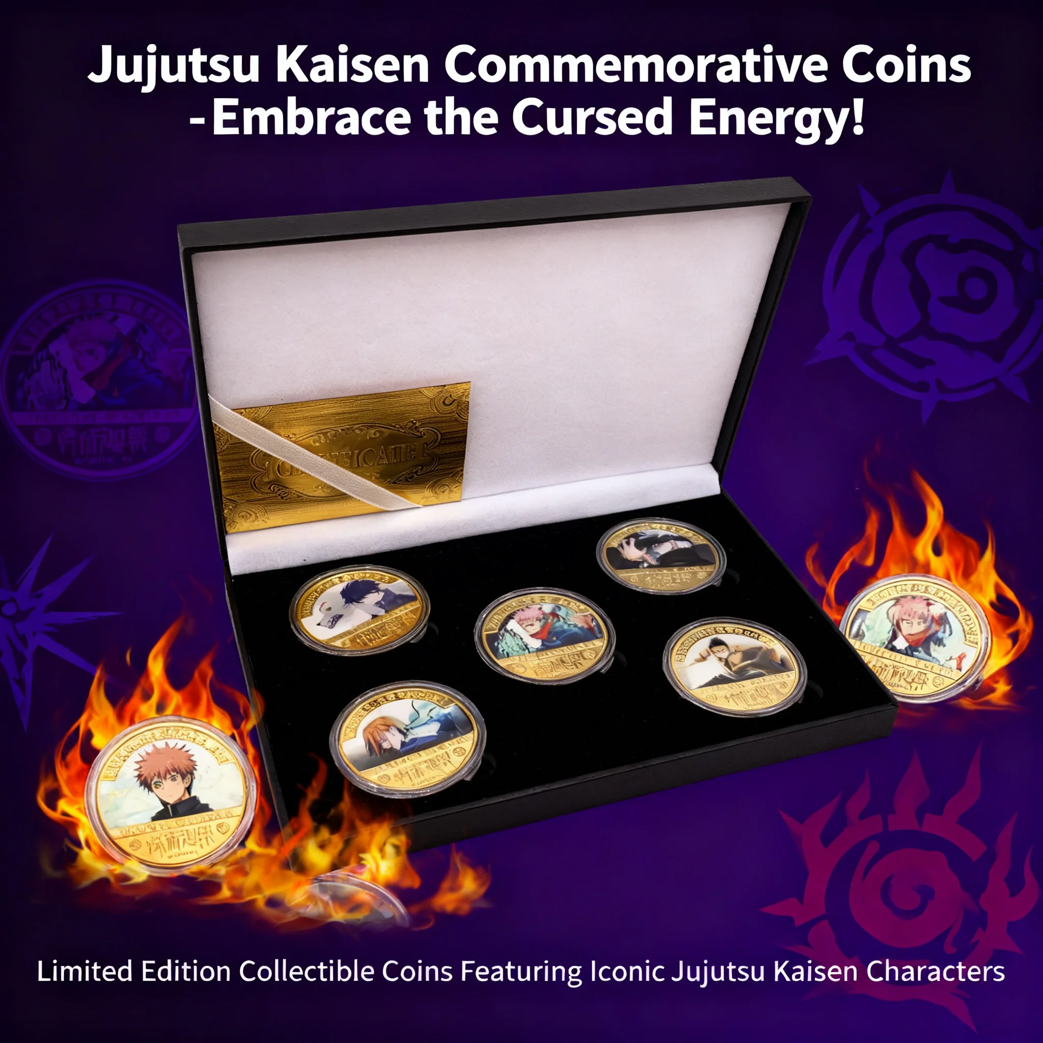 Wholesale Factory Customizable Jujutsu Kaisen Commemorative Coin Plastic Gold Foil Craft Gold Plated Sticker Badge Anime
Wholesale Factory Customizable Jujutsu Kaisen Commemorative Coin Plastic Gold Foil Craft Gold Plated Sticker Badge Anime