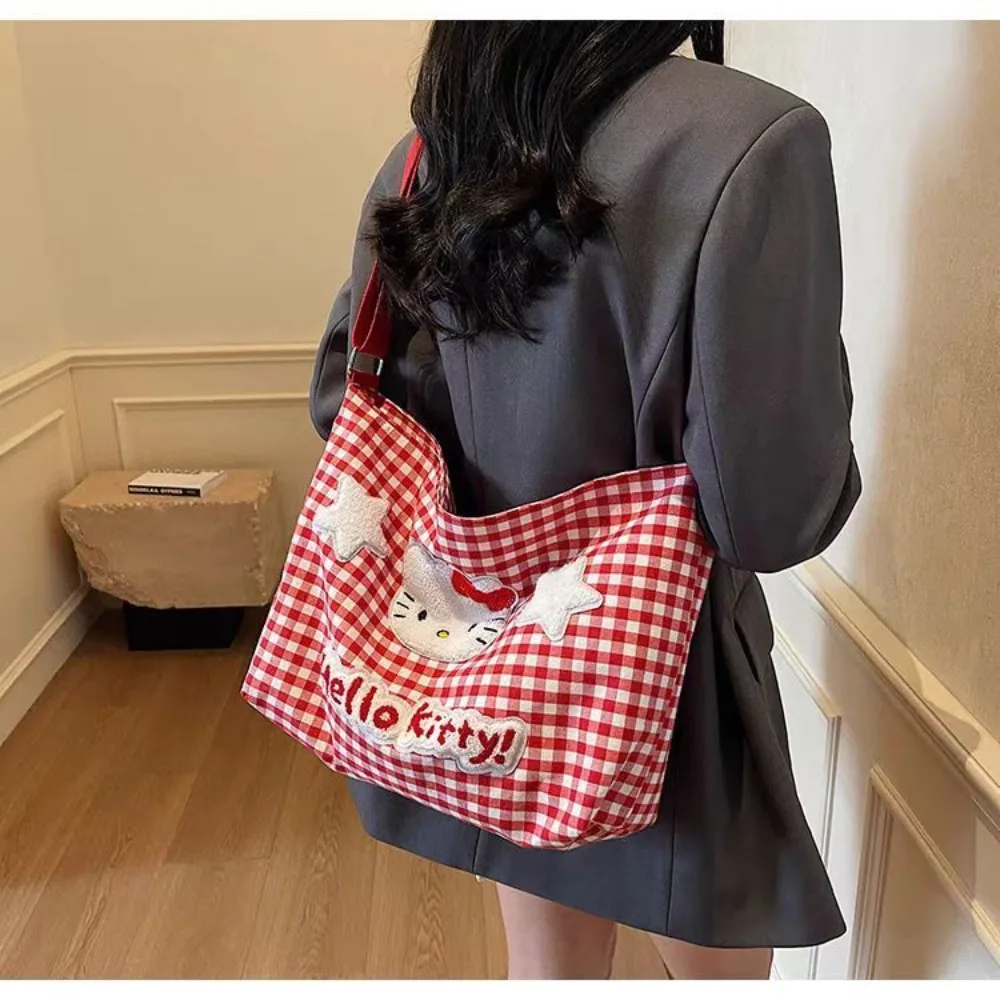 Sweet Hello Kitty Anime Kawaii Sanrio Storage Plaid Shoulder Bag Female Cute Cartoon Large Capacity Crossbody Canvas Bag Gifts
Sweet Hello Kitty Anime Kawaii Sanrio Storage Plaid Shoulder Bag Female Cute Cartoon Large Capacity Crossbody Canvas Bag Gifts