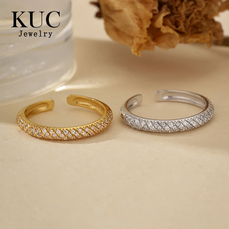 Fashionable Elegant 925 Sterling Silver Luxury Open Rings 18k Gold Plated Micro Zircon Eternity Band Finger Rings for Women
Fashionable Elegant 925 Sterling Silver Luxury Open Rings 18k Gold Plated Micro Zircon Eternity Band Finger Rings for Women