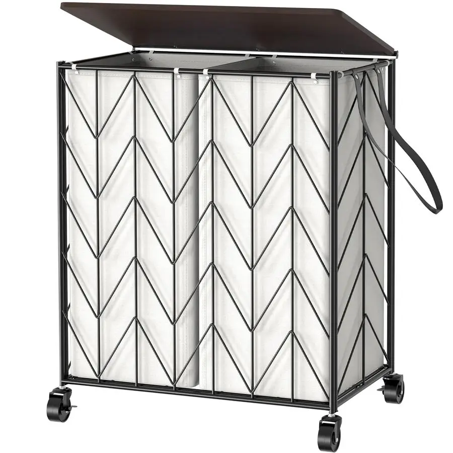 Laundry Basket with Wheels, Heavy Duty Laundry Hamper with Wood Lid, Clothes Hamper with Divided Removable Liner Bag, Large Capa
Laundry Basket with Wheels, Heavy Duty Laundry Hamper with Wood Lid, Clothes Hamper with Divided Removable Liner Bag, Large Capa