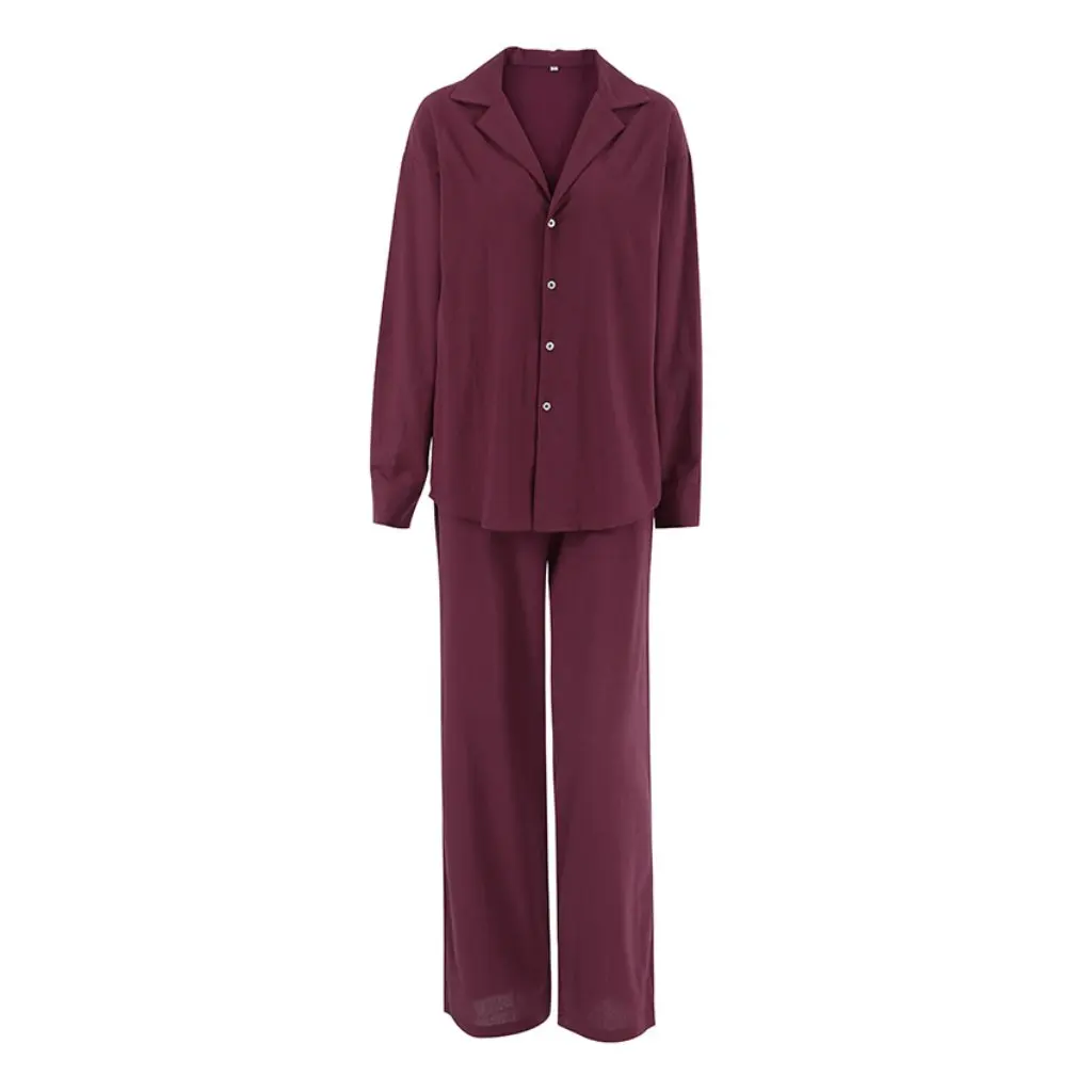 Женский хлопково-льняной повседневный костюм с лацканами, свободный топ с длинными рукавами и брюки, комплект из двух предметов в европейском и американском стиле
Женский хлопково-льняной повседневный костюм с лацканами, свободный топ с длинными рукавами и брюки, комплект из двух предметов в европейском и американском стиле