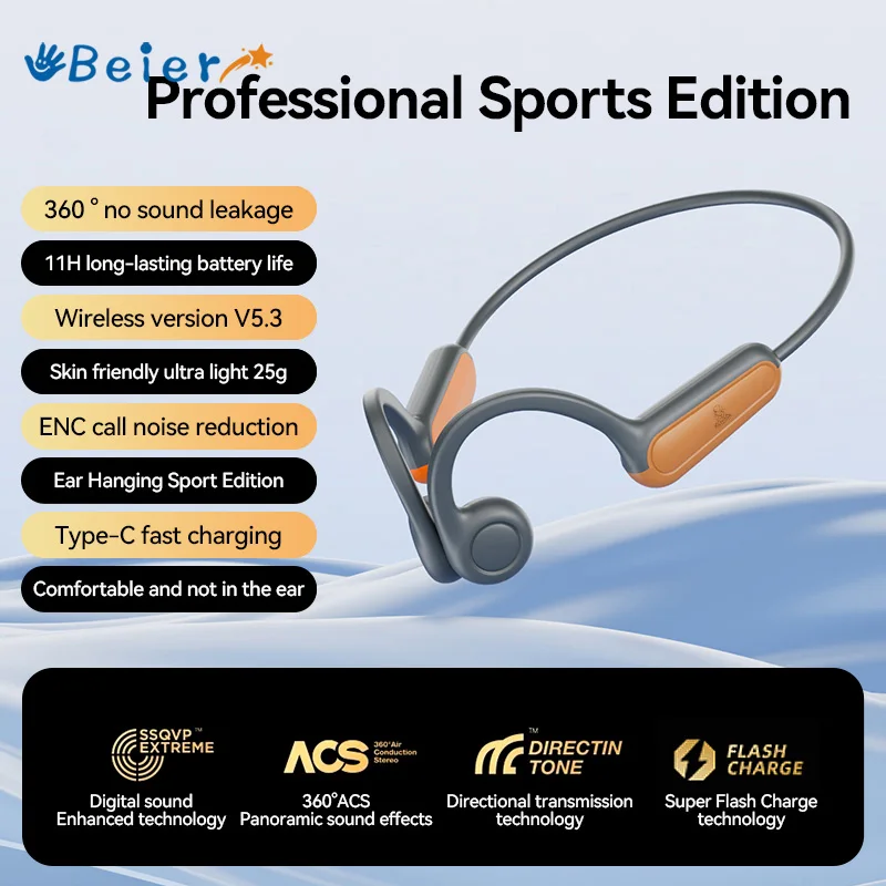 Beier Wireless Earphones B9 Bluetooth 5.3 Neckband Headphones Bone Conduction Sports TWS Earbuds Gaming Headset Noise Canceling
Beier Wireless Earphones B9 Bluetooth 5.3 Neckband Headphones Bone Conduction Sports TWS Earbuds Gaming Headset Noise Canceling