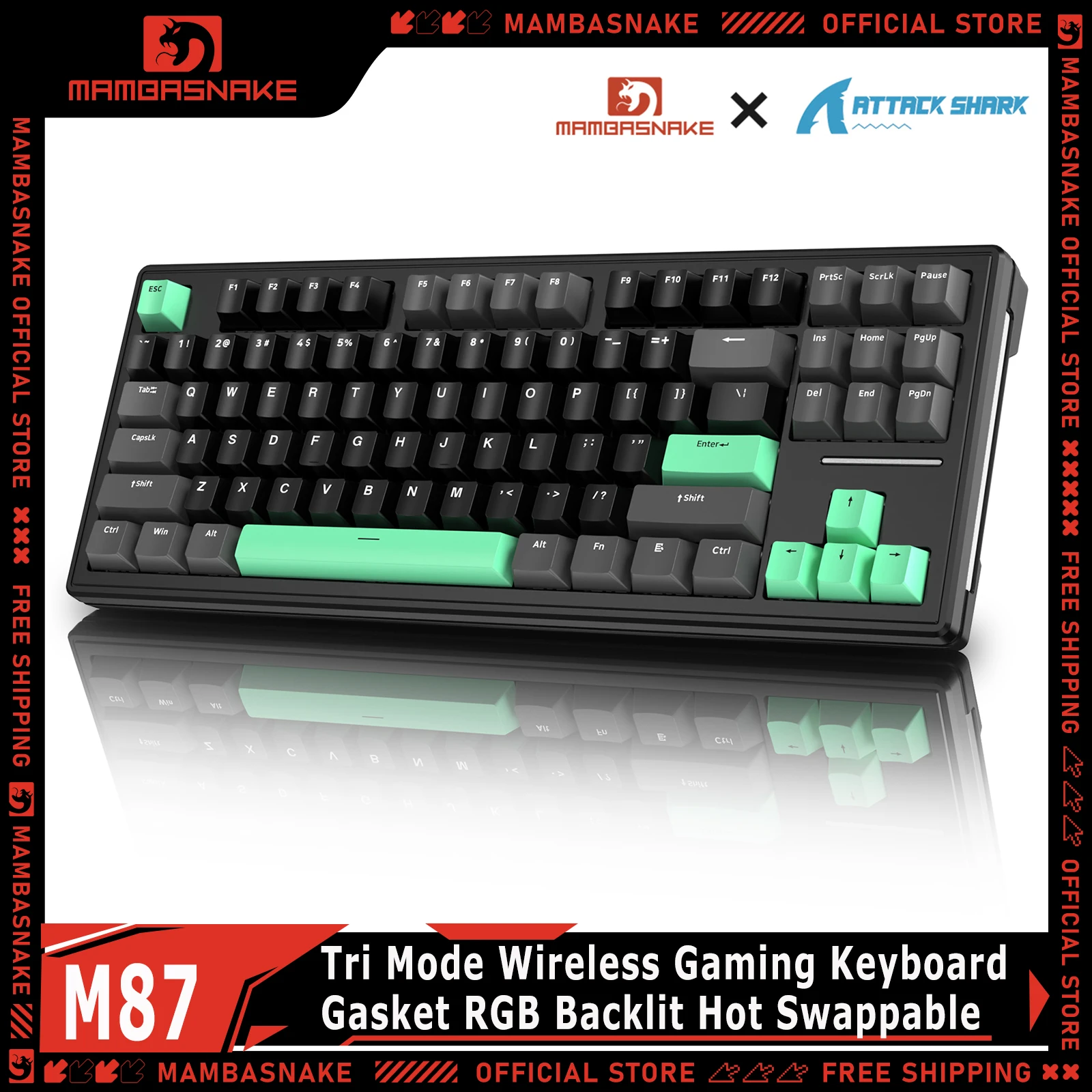 ATTACK SHARK M87 75% Tri-Mode Wireless Gaming Keyboard Mechanical Keyboard Gasket Structure RGB Backlit Hot Swappable
ATTACK SHARK M87 75% Tri-Mode Wireless Gaming Keyboard Mechanical Keyboard Gasket Structure RGB Backlit Hot Swappable