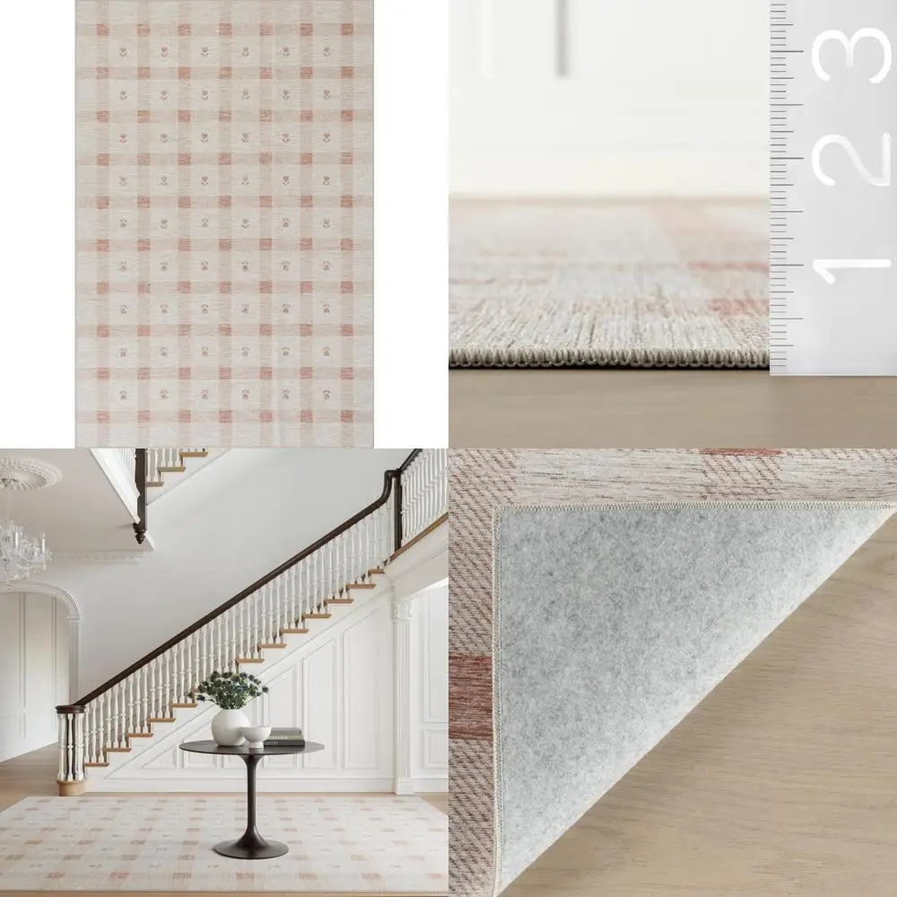 Machine Washable Peach Zale Rug, 3x5 Feet, Orange and White Plaid Design, Durable and Easy to Clean
Machine Washable Peach Zale Rug, 3x5 Feet, Orange and White Plaid Design, Durable and Easy to Clean