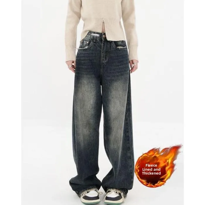 High Waist Fleece Lined Wide Leg Jeans Women's Autumn Winter Loose Slimming Straight Long Trousers Trendy plus Size Sister De...
High Waist Fleece Lined Wide Leg Jeans Women's Autumn Winter Loose Slimming Straight Long Trousers Trendy plus Size Sister De...