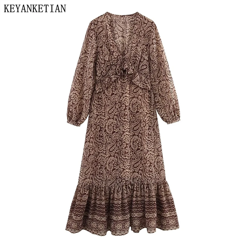 KEYANKETIAN 2025 Spring New Ethnic style Paisley Print MIDI Dresses Tiered Ruffles Decoration Women's Long Sleeve A Line Dress
KEYANKETIAN 2025 Spring New Ethnic style Paisley Print MIDI Dresses Tiered Ruffles Decoration Women's Long Sleeve A Line Dress