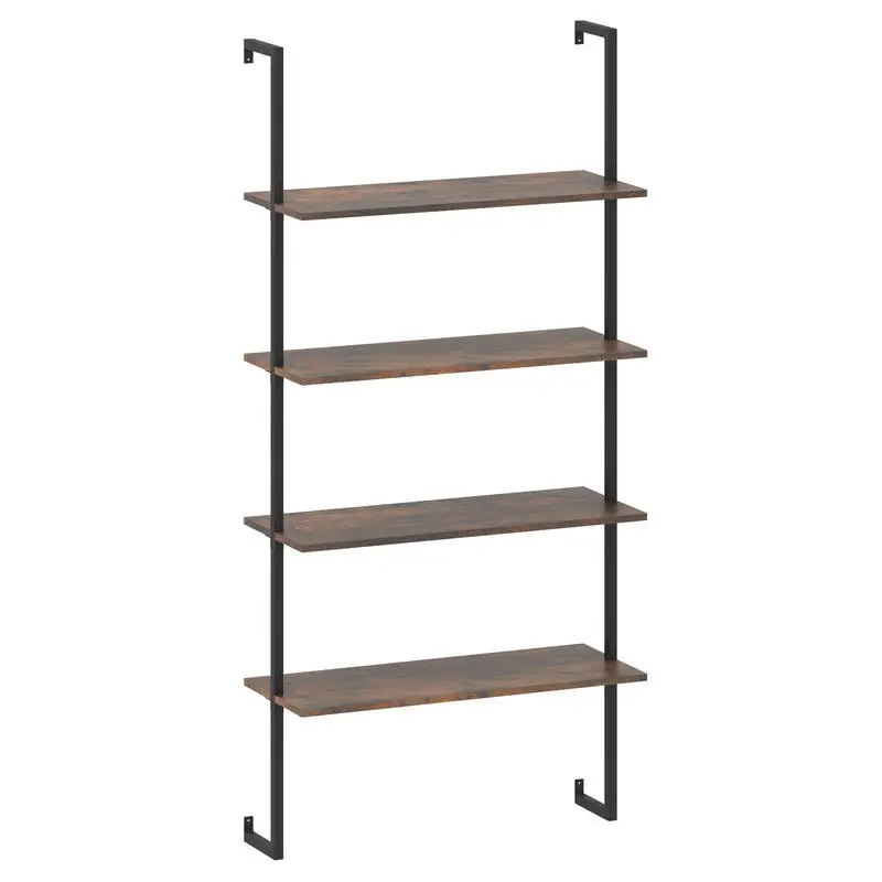 4-Tier Industrial Ladder Bookshelf with Metal Frame-Coffee
4-Tier Industrial Ladder Bookshelf with Metal Frame-Coffee
