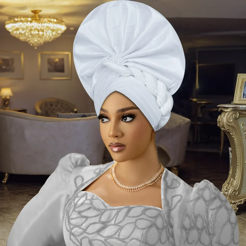 Women's Autogele Headtie Nigeria Raw Silk Fan Gele Wedding Party Head Wraps Headwear Turbante 2025 African Female Turban Cap
Women's Autogele Headtie Nigeria Raw Silk Fan Gele Wedding Party Head Wraps Headwear Turbante 2025 African Female Turban Cap
