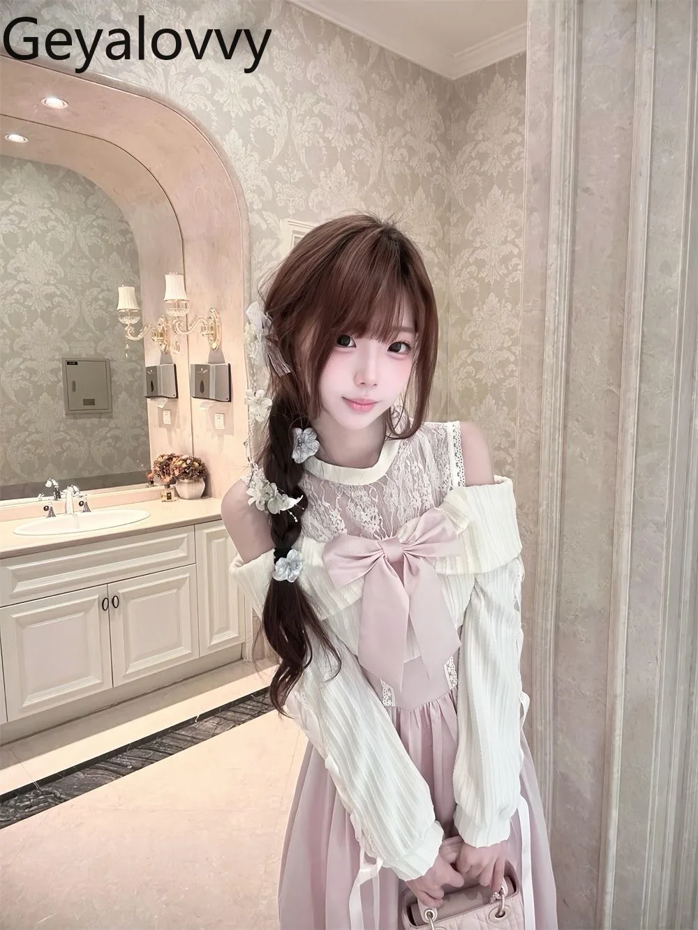 Элегантное нежное светло-розовое длинное платье в стиле пэчворк с открытыми плечами, милые облегающие платья с длинными рукавами и бантом для девочек
Элегантное нежное светло-розовое длинное платье в стиле пэчворк с открытыми плечами, милые облегающие платья с длинными рукавами и бантом для девочек