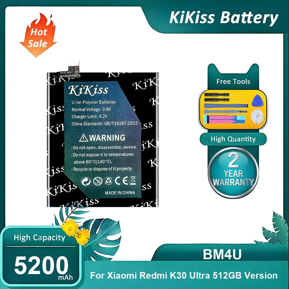 KiKiss Battery For Xiaomi Redmi K30 Ultra 512GB Version,BM4U,5200mAh
KiKiss Battery For Xiaomi Redmi K30 Ultra 512GB Version,BM4U,5200mAh
