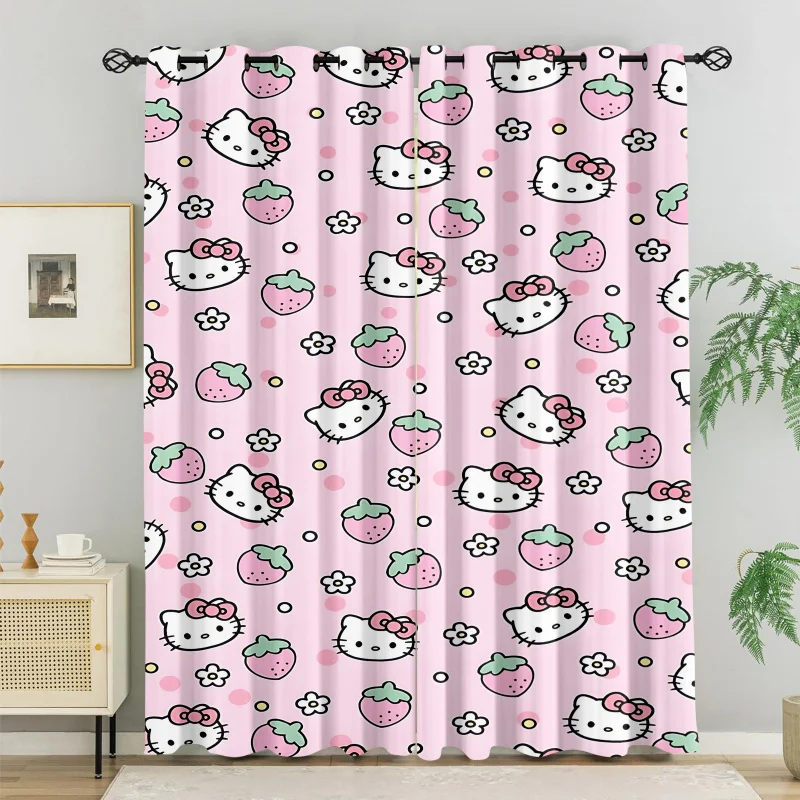2Pcs Kawaii Hello Kitty Curtains, Pink Strawberry/Heart/Gingham Cartoon Window Drapes, Cute Kids Girls Bedroom Decor
2Pcs Kawaii Hello Kitty Curtains, Pink Strawberry/Heart/Gingham Cartoon Window Drapes, Cute Kids Girls Bedroom Decor
