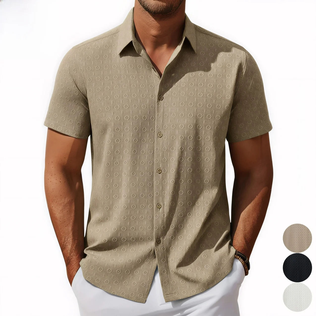 Men's Casual Short Sleeve Shirt Lace Collar Pure Color Slim Fit Polyester Fabric Hong Kong Style Open Cardigan Summer Fashion
Men's Casual Short Sleeve Shirt Lace Collar Pure Color Slim Fit Polyester Fabric Hong Kong Style Open Cardigan Summer Fashion