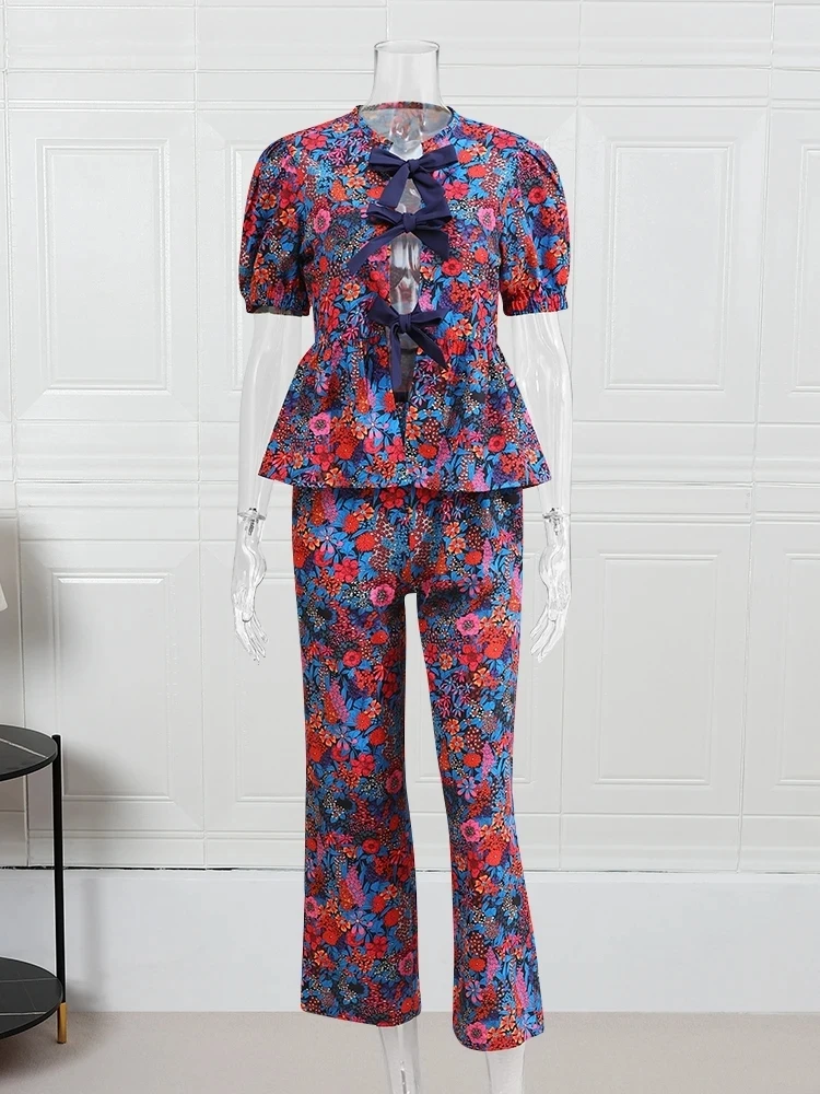 Топ с пышными рукавами и принтом, комплект из 2 предметов, одежда для отдыха для женщин, модная рубашка со шнуровкой и оборками, штаны, домашние костюмы, Офисная женская уличная одежда
Топ с пышными рукавами и принтом, комплект из 2 предметов, одежда для отдыха для женщин, модная рубашка со шнуровкой и оборками, штаны, домашние костюмы, Офисная женская уличная одежда