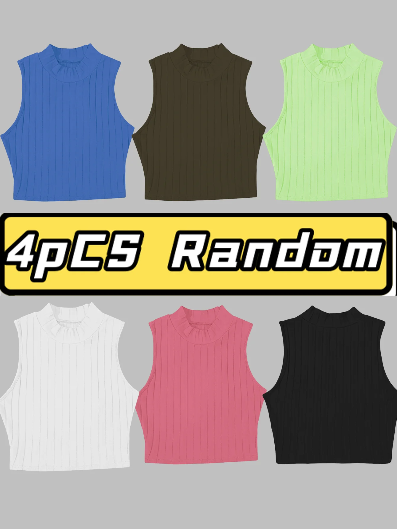 4-piece women's cool and stylish casual solid-color sleeveless vest set (random colors)
4-piece women's cool and stylish casual solid-color sleeveless vest set (random colors)