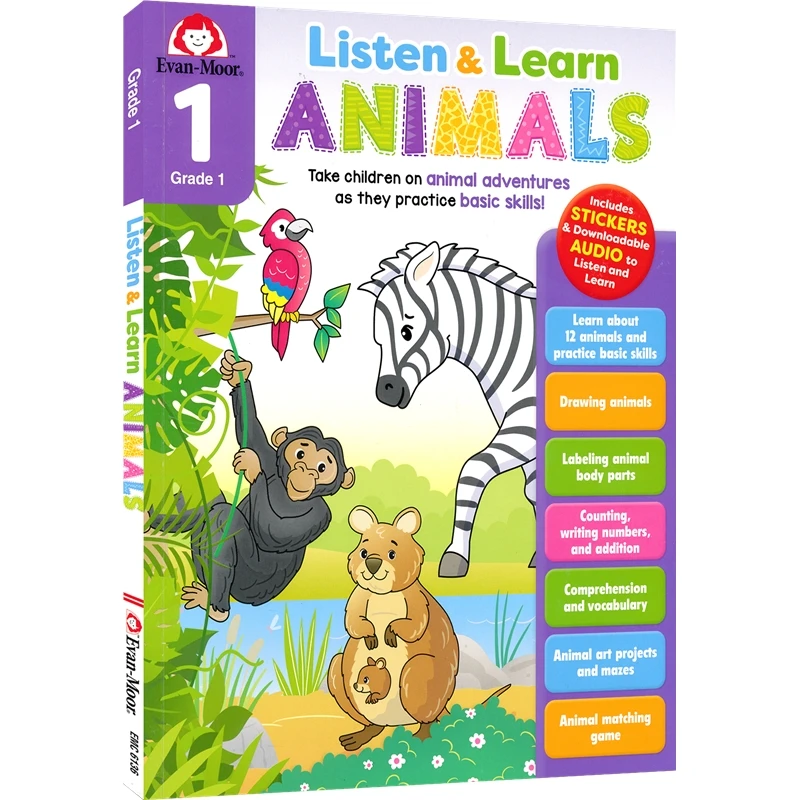 Evan-Moor Listen and Learn Animals, Grade 1 Workbook,aged 5 6 7 8, English book 9781645141860
Evan-Moor Listen and Learn Animals, Grade 1 Workbook,aged 5 6 7 8, English book 9781645141860