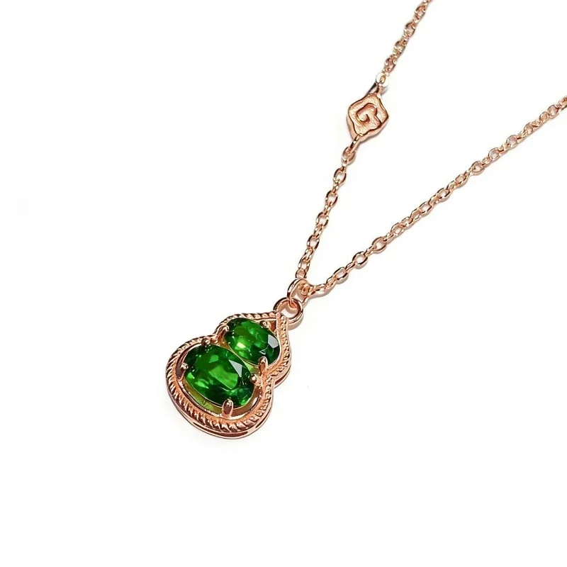 Natural Diopside 3*5 & 4*6mm Necklace S925 Silver Rose Gold Plated Gourd Pendant for Women
Natural Diopside 3*5 & 4*6mm Necklace S925 Silver Rose Gold Plated Gourd Pendant for Women