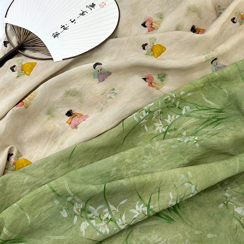 Summer Lightweight Tencel Linen Fabric - New Chinese-style Dress Material with Ladies, Landscape Patterns, sewing Shirt Making
Summer Lightweight Tencel Linen Fabric - New Chinese-style Dress Material with Ladies, Landscape Patterns, sewing Shirt Making