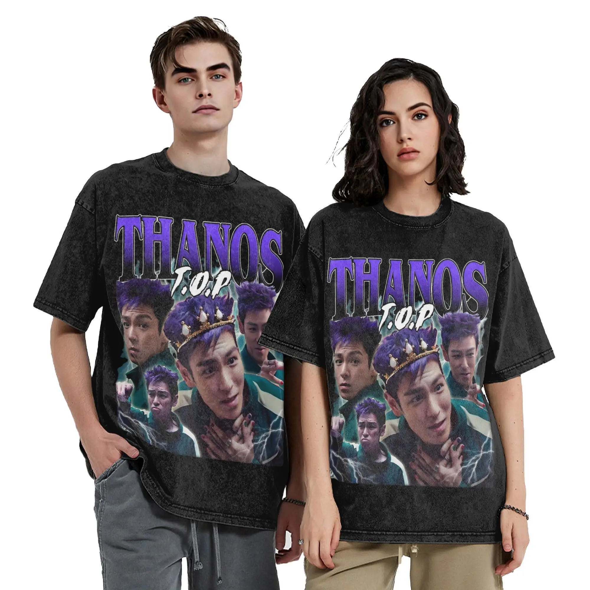 Choi Seung Hyun T.O.P Thanos, стираные футболки, одежда из чистого хлопка, винтажная футболка с короткими рукавами и круглым воротником
Choi Seung Hyun T.O.P Thanos, стираные футболки, одежда из чистого хлопка, винтажная футболка с короткими рукавами и круглым воротником