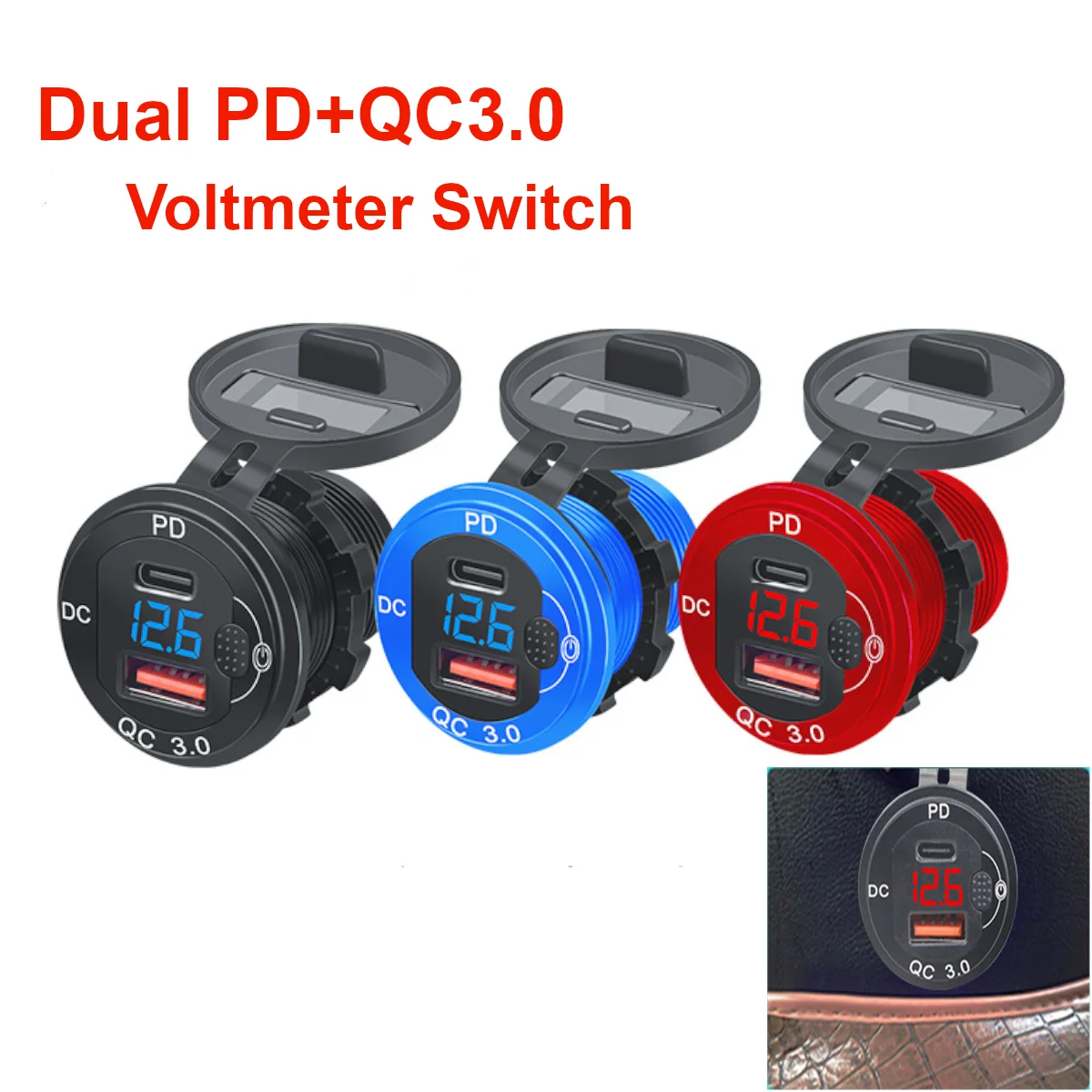 Car Charger Socket PD Type-C QC 3.0 USB 12V 24V with Switch Voltmeter Power Outlet Quick Charge for Motorcycle RV Boat
Car Charger Socket PD Type-C QC 3.0 USB 12V 24V with Switch Voltmeter Power Outlet Quick Charge for Motorcycle RV Boat
