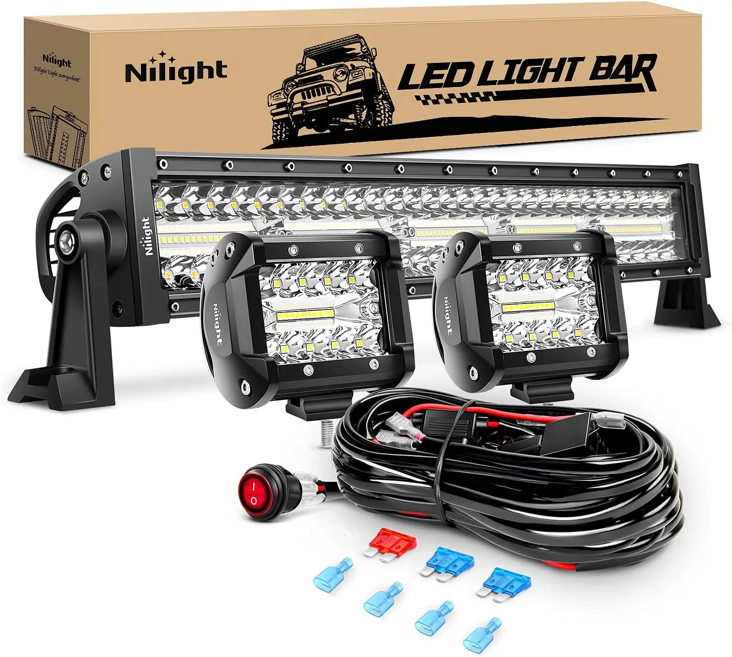 22Inch 480W Triple Row Flood Spot LED Light Bar with 4 Inch 60W Cube Pods for Off-Road Truck ATV UTV Boat, 2 Year Warranty
22Inch 480W Triple Row Flood Spot LED Light Bar with 4 Inch 60W Cube Pods for Off-Road Truck ATV UTV Boat, 2 Year Warranty