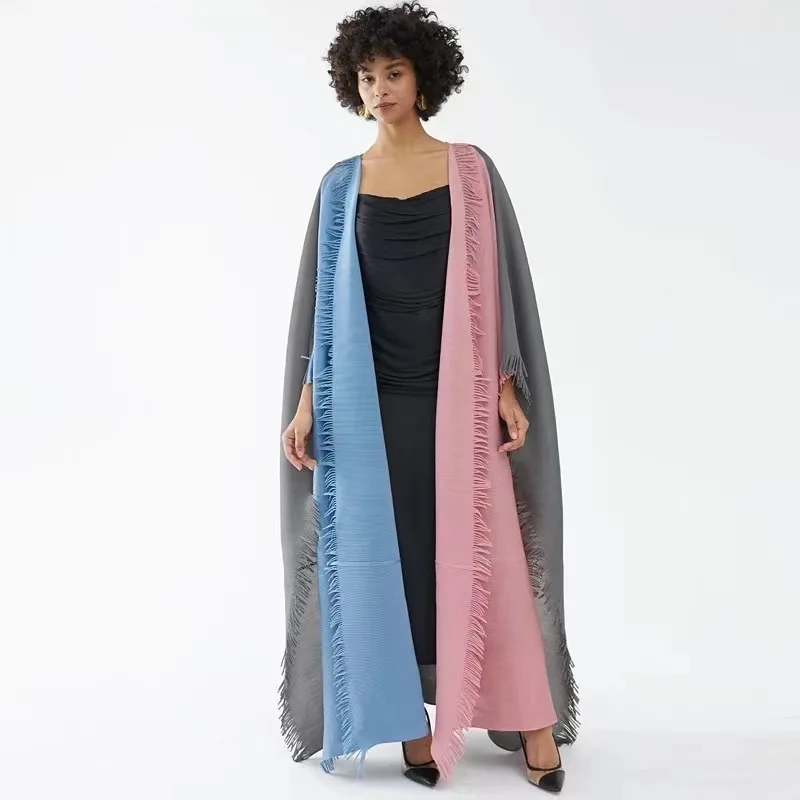 Miyake Fashion Large Sized Tassel Coat 2025 Autumn Cardigan Color Blocked Loose Casual Women's Cloak Dubai Luxury Islam Elegant
Miyake Fashion Large Sized Tassel Coat 2025 Autumn Cardigan Color Blocked Loose Casual Women's Cloak Dubai Luxury Islam Elegant