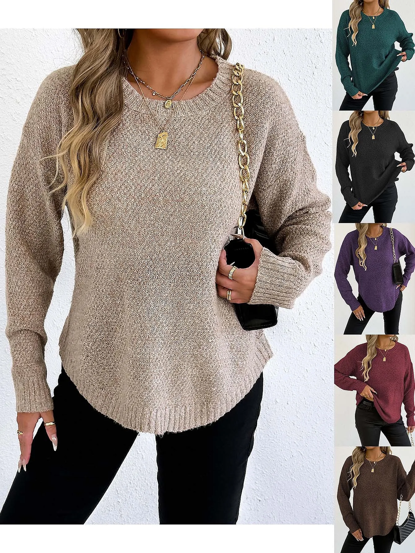 Women Fall Winter Pullover Sweater Tops Knitwear Coarse Knit Sweaters Casual Solid Round Neck Blouse
Women Fall Winter Pullover Sweater Tops Knitwear Coarse Knit Sweaters Casual Solid Round Neck Blouse