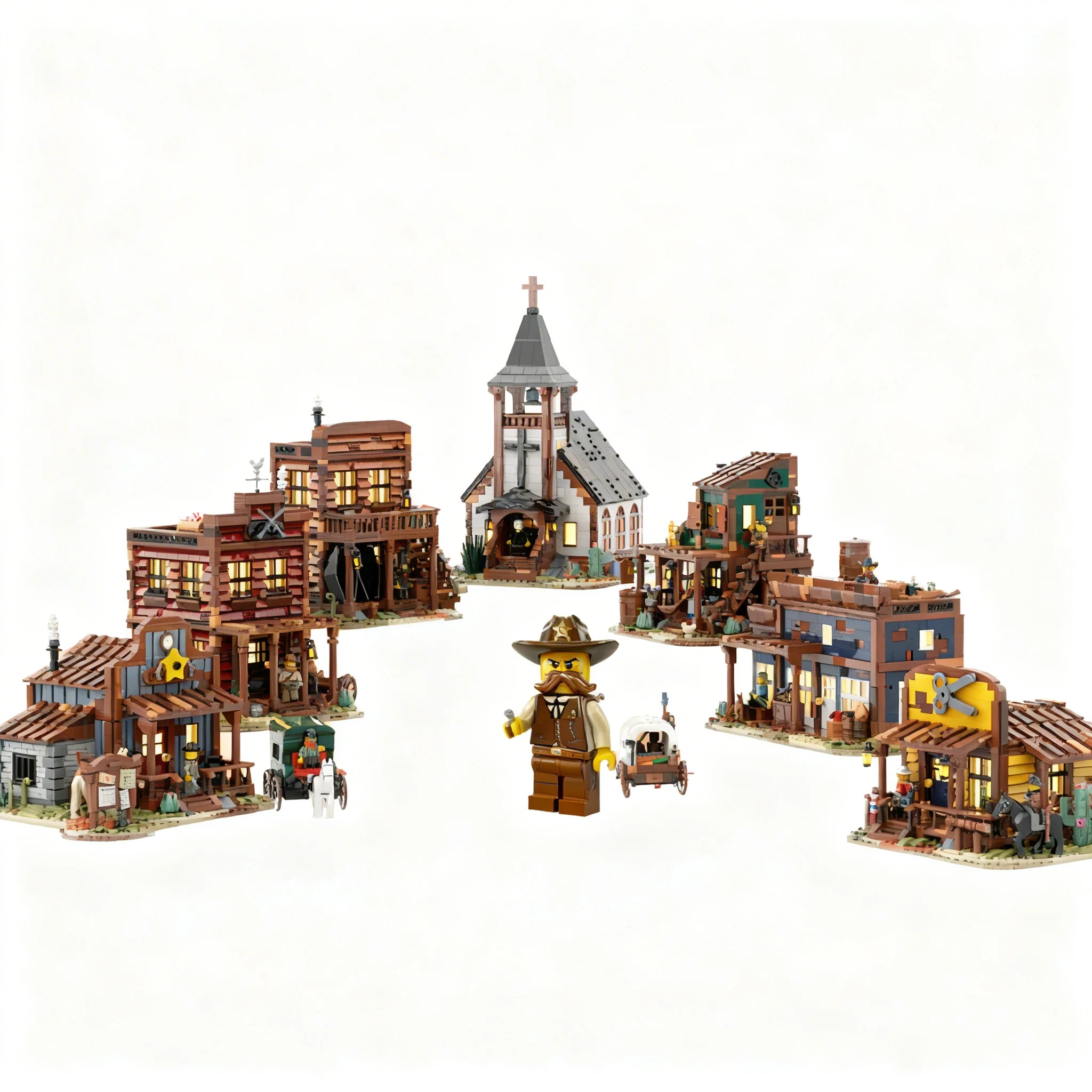 10056pcs MOC Western Town Model Building Blocks Architecture Toys Christmas Gift Education DIY Creative Brick Kids Idea Assemble
10056pcs MOC Western Town Model Building Blocks Architecture Toys Christmas Gift Education DIY Creative Brick Kids Idea Assemble