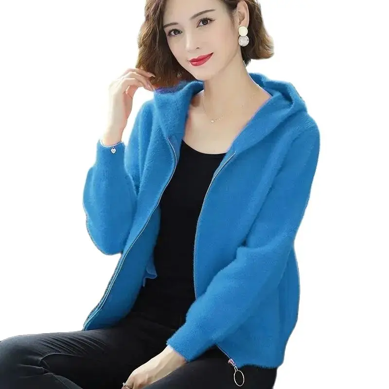 New Fall Winter Hooded Zipper Loose Coat Women Imitation Mink Long Sleeved Knitting Cardigan Women's Jacket Spring Woollen Top
New Fall Winter Hooded Zipper Loose Coat Women Imitation Mink Long Sleeved Knitting Cardigan Women's Jacket Spring Woollen Top