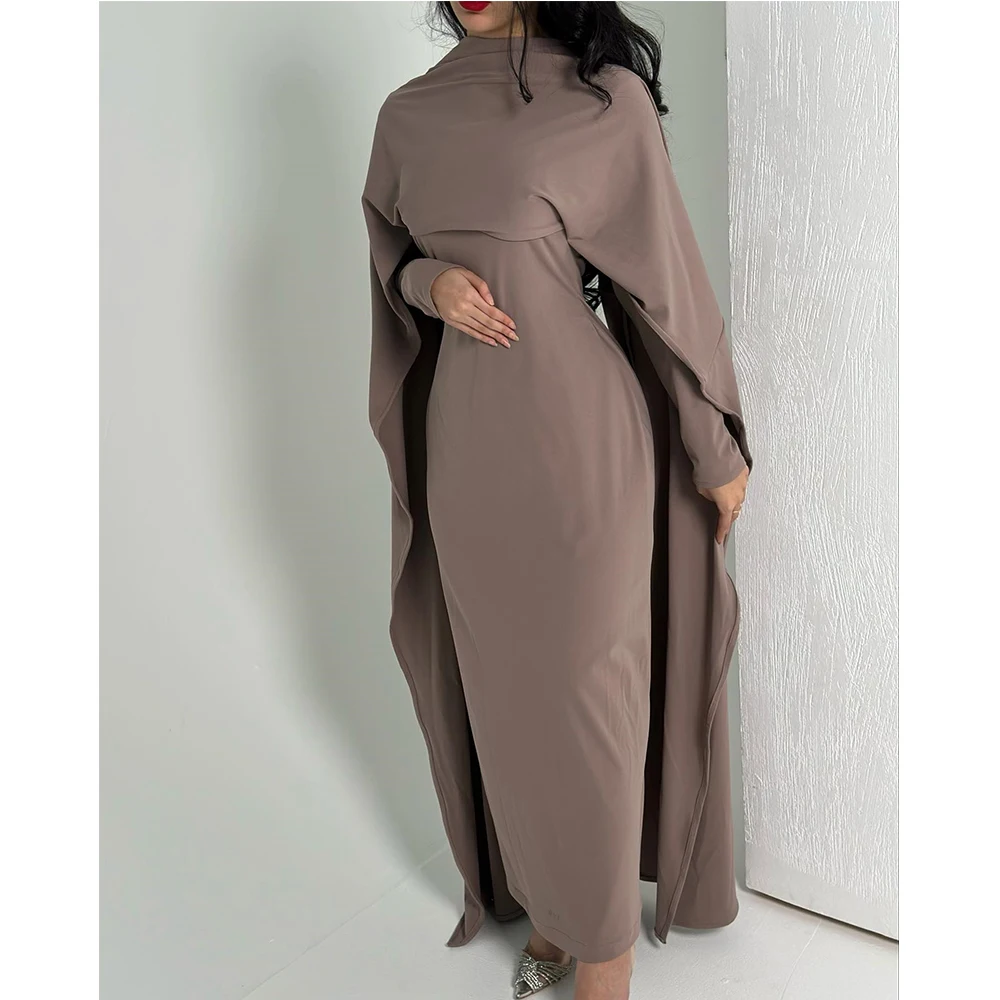 Customized Jersey Straight High Collar Evening Dress Long Sleeves Floor Length Watteau Train Solid Color Vestidos de fiesta
Customized Jersey Straight High Collar Evening Dress Long Sleeves Floor Length Watteau Train Solid Color Vestidos de fiesta