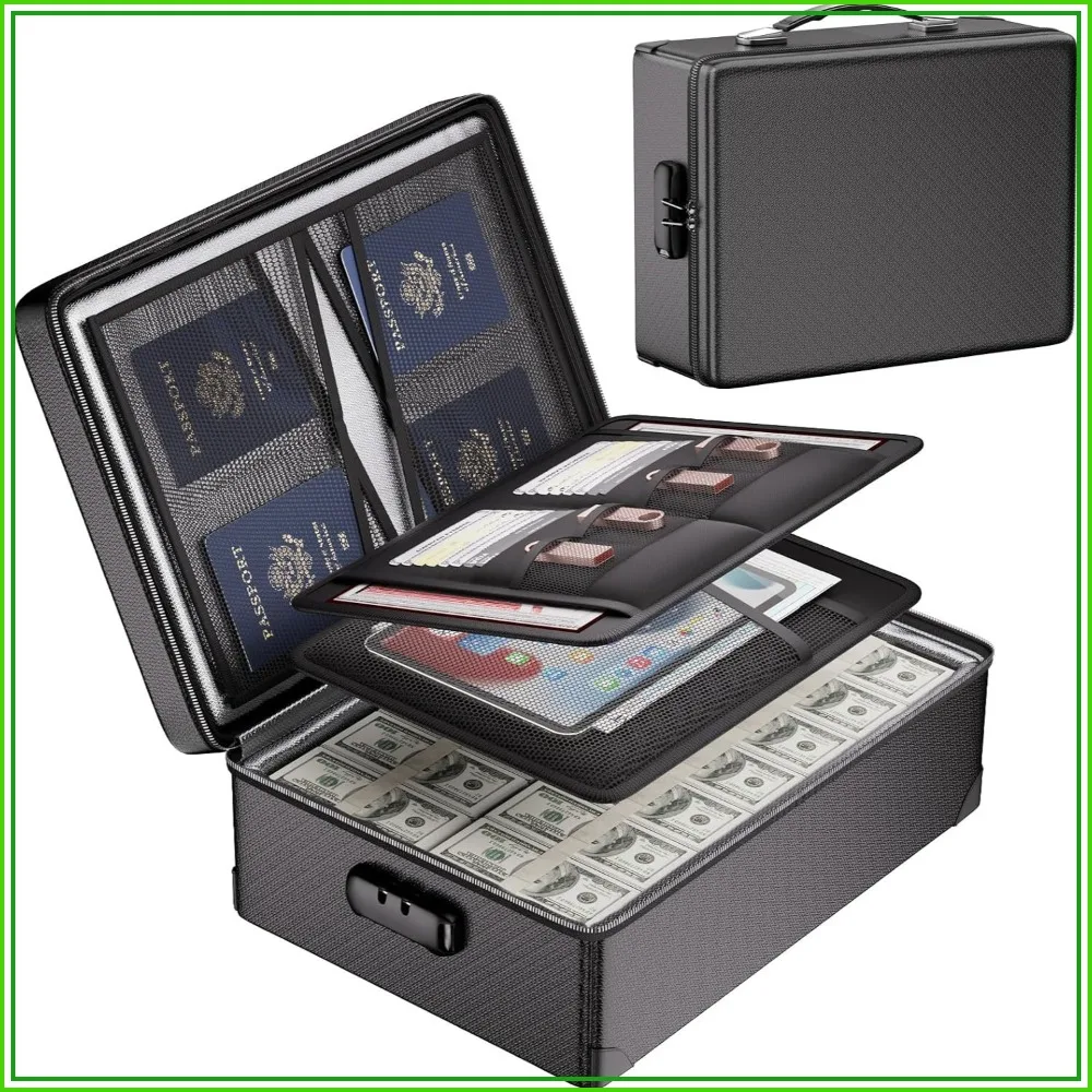 Fireproof Document Box with Lock, 12 Layers Heat Insulated File Organizer, Safe Box with Fireproof Zipper, Home Safe for Important Documents, Passport, Cash
Fireproof Document Box with Lock, 12 Layers Heat Insulated File Organizer, Safe Box with Fireproof Zipper, Home Safe for Important Documents, Passport, Cash