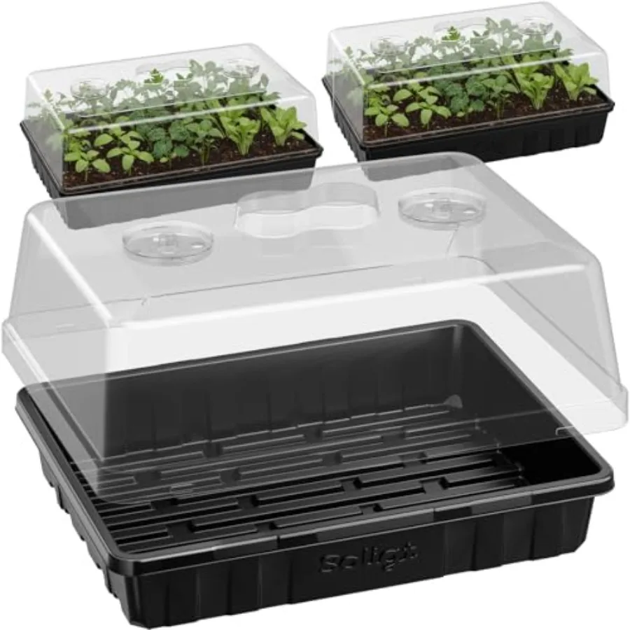 Thickened transparent seedling trays, 3 sets with humidity domes, 144 cells for fast seed germination
Thickened transparent seedling trays, 3 sets with humidity domes, 144 cells for fast seed germination