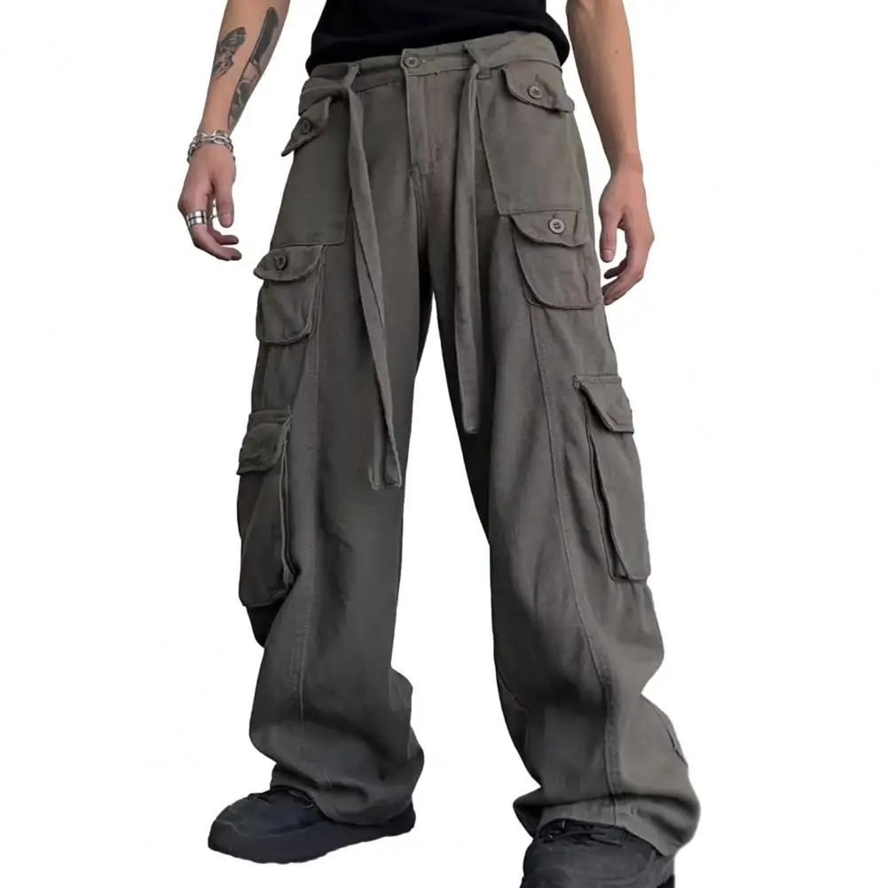 Men's pants Men Cargo Trousers with Multiple Pockets Solid Color Spring Autumn Loose-Fit Straight Pants Wide Leg Trousers
Men's pants Men Cargo Trousers with Multiple Pockets Solid Color Spring Autumn Loose-Fit Straight Pants Wide Leg Trousers