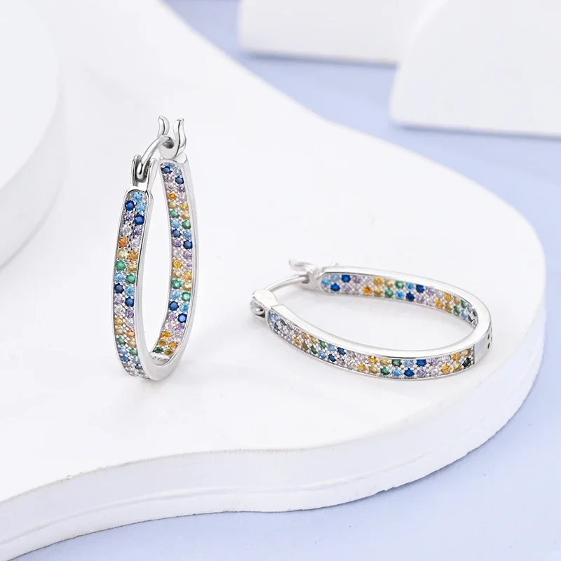 925 Sterling Silver Sparkling Earrings Women Large Drops Colored Zirconia Hoop Earring For Anniversary Wedding Jewelry Gifts
925 Sterling Silver Sparkling Earrings Women Large Drops Colored Zirconia Hoop Earring For Anniversary Wedding Jewelry Gifts
