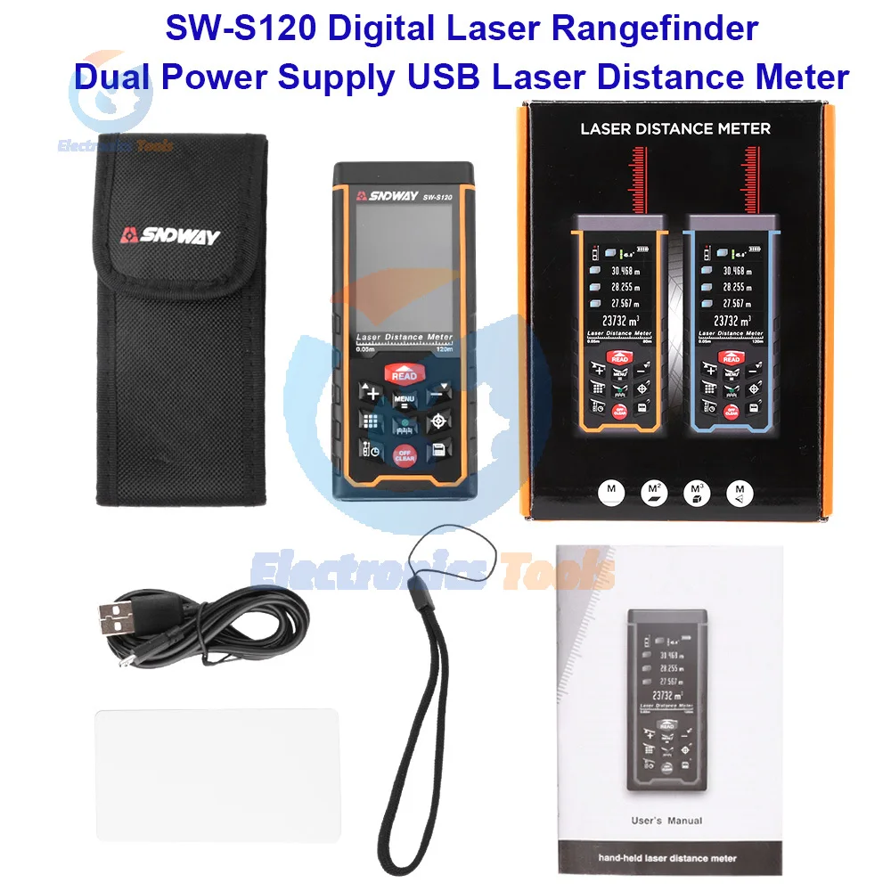 SW-S120 SW-S100 Цифровой лазерный дальномер Цифровая камера Диапазон функций Двойной источник питания USB Лазерный дальномер
SW-S120 SW-S100 Цифровой лазерный дальномер Цифровая камера Диапазон функций Двойной источник питания USB Лазерный дальномер