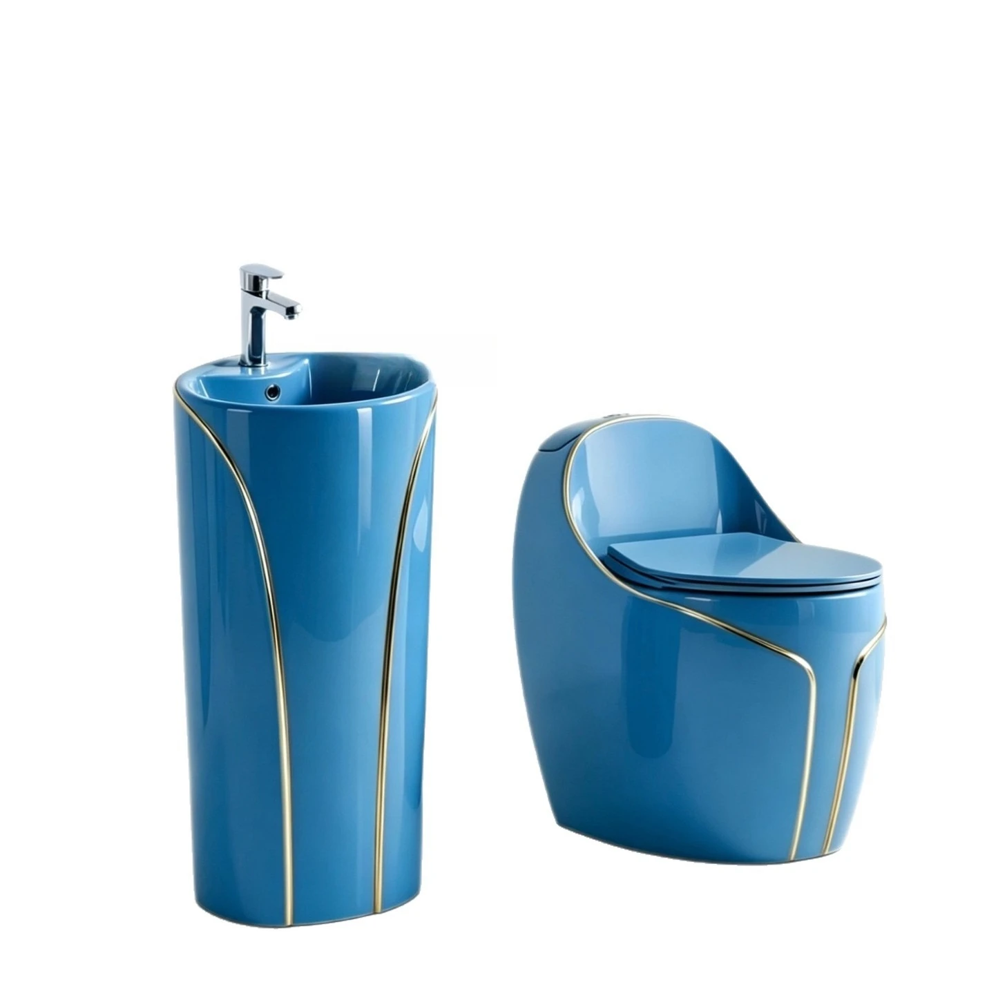 Ceramic pillar basin wash basin light luxury floor toilet toilet set color
Ceramic pillar basin wash basin light luxury floor toilet toilet set color