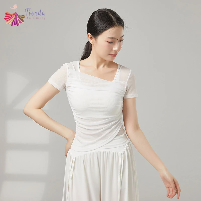 Women's Mesh Dance Top Modern Practice Crop Blouse Short/Long Sleeve Pleated Sheer Shirt See Through Classical Ballet Dancewear
Women's Mesh Dance Top Modern Practice Crop Blouse Short/Long Sleeve Pleated Sheer Shirt See Through Classical Ballet Dancewear
