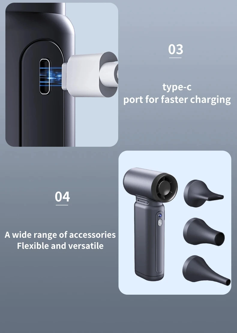 450000RPM Mini Turbo Jet Fan Electric Air Duster Adjustable wind speed Turbo Violent Blower Rechargeable with Light Car Cleaning
450000RPM Mini Turbo Jet Fan Electric Air Duster Adjustable wind speed Turbo Violent Blower Rechargeable with Light Car Cleaning