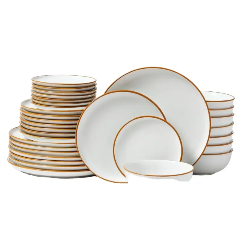 32-Piece White Ceramic Scenic Pattern Dinnerware Set Gold Rim 4 Servings Includes Plates Bowls Durable Everyday Use Portable
32-Piece White Ceramic Scenic Pattern Dinnerware Set Gold Rim 4 Servings Includes Plates Bowls Durable Everyday Use Portable