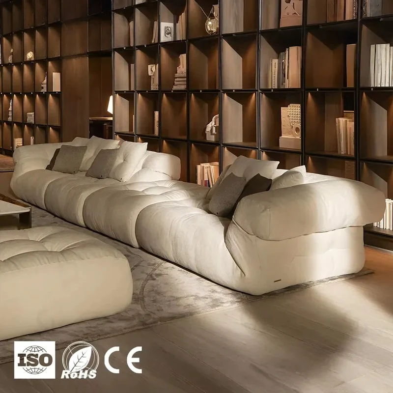 Modern High End Gray White Fabric Living Room Sofa with Soft Curved Rolled Armrests and Frameless Design Modular Sofa
Modern High End Gray White Fabric Living Room Sofa with Soft Curved Rolled Armrests and Frameless Design Modular Sofa
