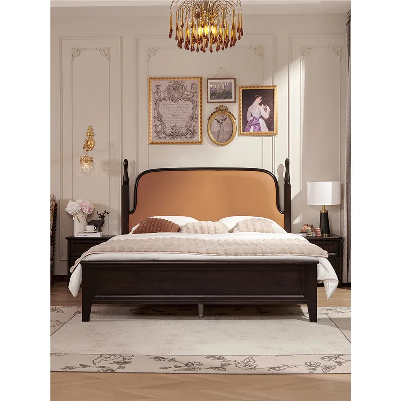 French retro bed black premium 1.8m double bed medium antique solid wood bed soft master
French retro bed black premium 1.8m double bed medium antique solid wood bed soft master