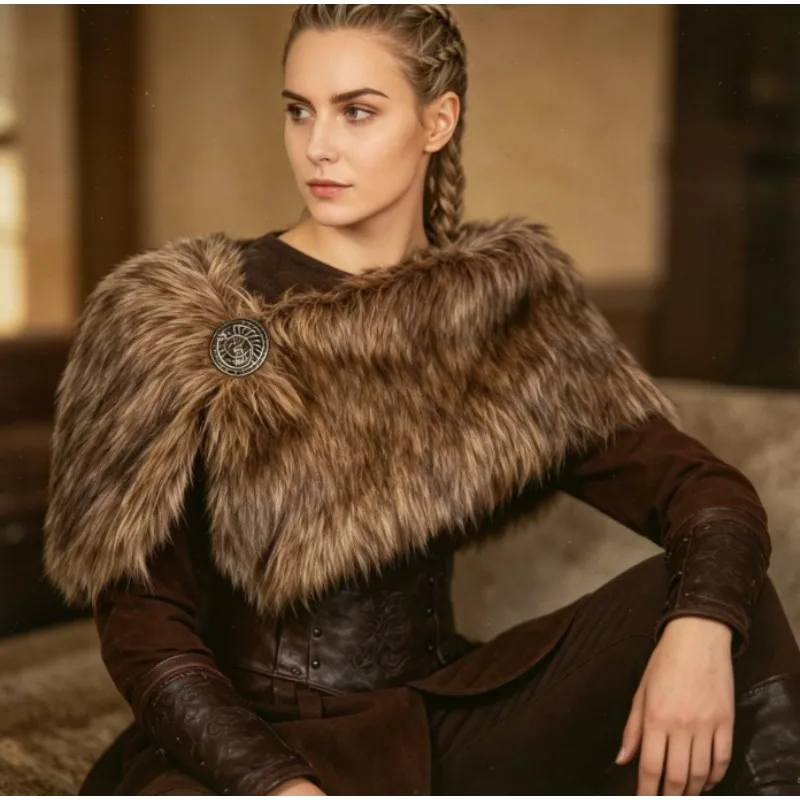 Halloween European American Viking Medieval Fur Cloak Cosplay Cape Shoulder Wrap Scarf for Role Play Costume
Halloween European American Viking Medieval Fur Cloak Cosplay Cape Shoulder Wrap Scarf for Role Play Costume