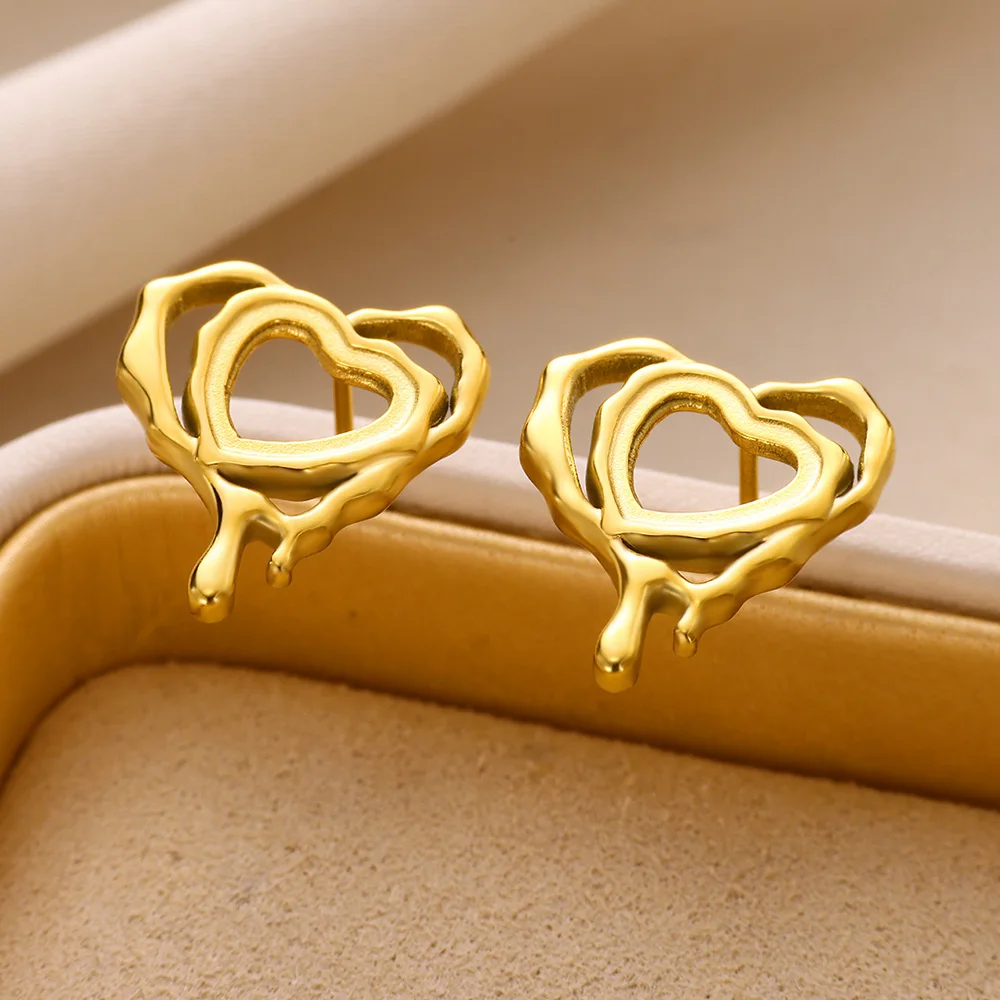 10pcs Fashion Irregular Hollow Heart Stud Earrings For Women Gold Color Stainless Steel Stud Earrings Wedding Party Jewelry Gift
10pcs Fashion Irregular Hollow Heart Stud Earrings For Women Gold Color Stainless Steel Stud Earrings Wedding Party Jewelry Gift