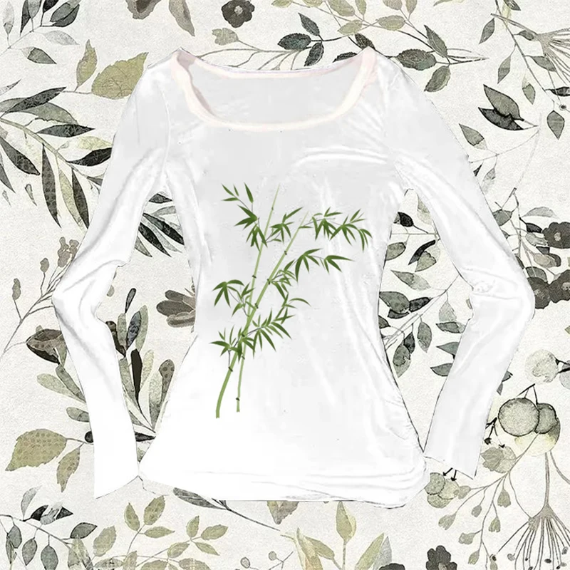 Autumn and winter new Korean Y2K women's long sleeved top simple daily fashion versatile bamboo print pattern Chinese style
Autumn and winter new Korean Y2K women's long sleeved top simple daily fashion versatile bamboo print pattern Chinese style