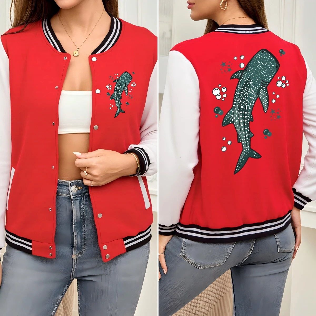 The Whale Spitting Bubbles Print Women Jacket Colorful Cotton Baseball Uniform Hip Hop Autumn Streetwear Loose All-Match Clothes
The Whale Spitting Bubbles Print Women Jacket Colorful Cotton Baseball Uniform Hip Hop Autumn Streetwear Loose All-Match Clothes