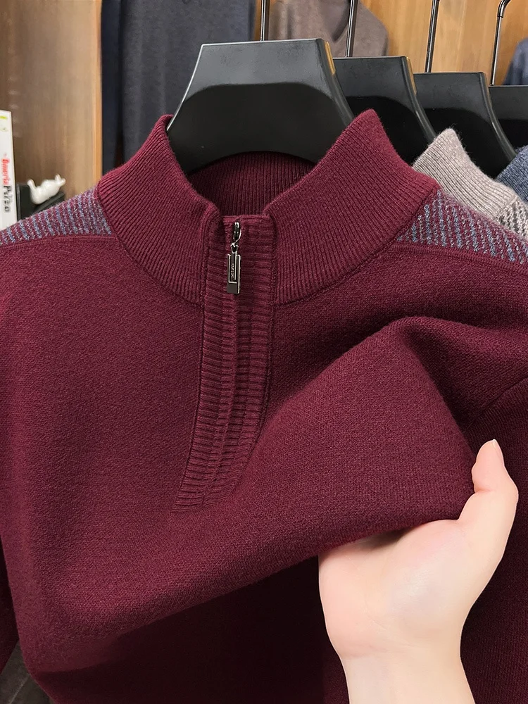 Rn Pure Color повседневный Thiened f свитер с высоким воротником на молнии винно-красного цвета, мужской осенне-зимний вязаный модный свитер
Rn Pure Color повседневный Thiened f свитер с высоким воротником на молнии винно-красного цвета, мужской осенне-зимний вязаный модный свитер