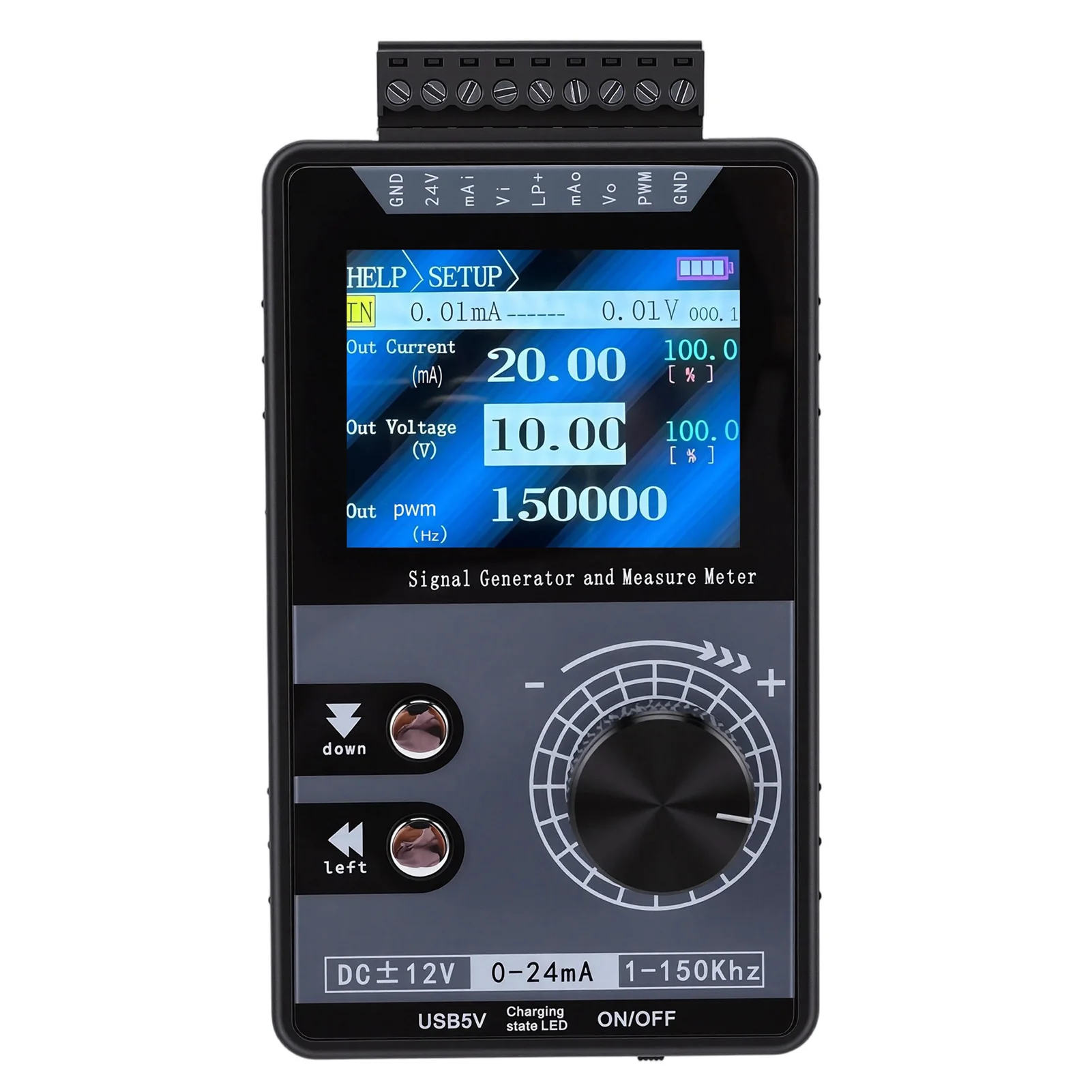 Signal Generator Adjustable 1-150kHz PWM Pulse 4-20mA DC Voltage Current Simulator for PLC Controller Panel LED Test Calibration
Signal Generator Adjustable 1-150kHz PWM Pulse 4-20mA DC Voltage Current Simulator for PLC Controller Panel LED Test Calibration
