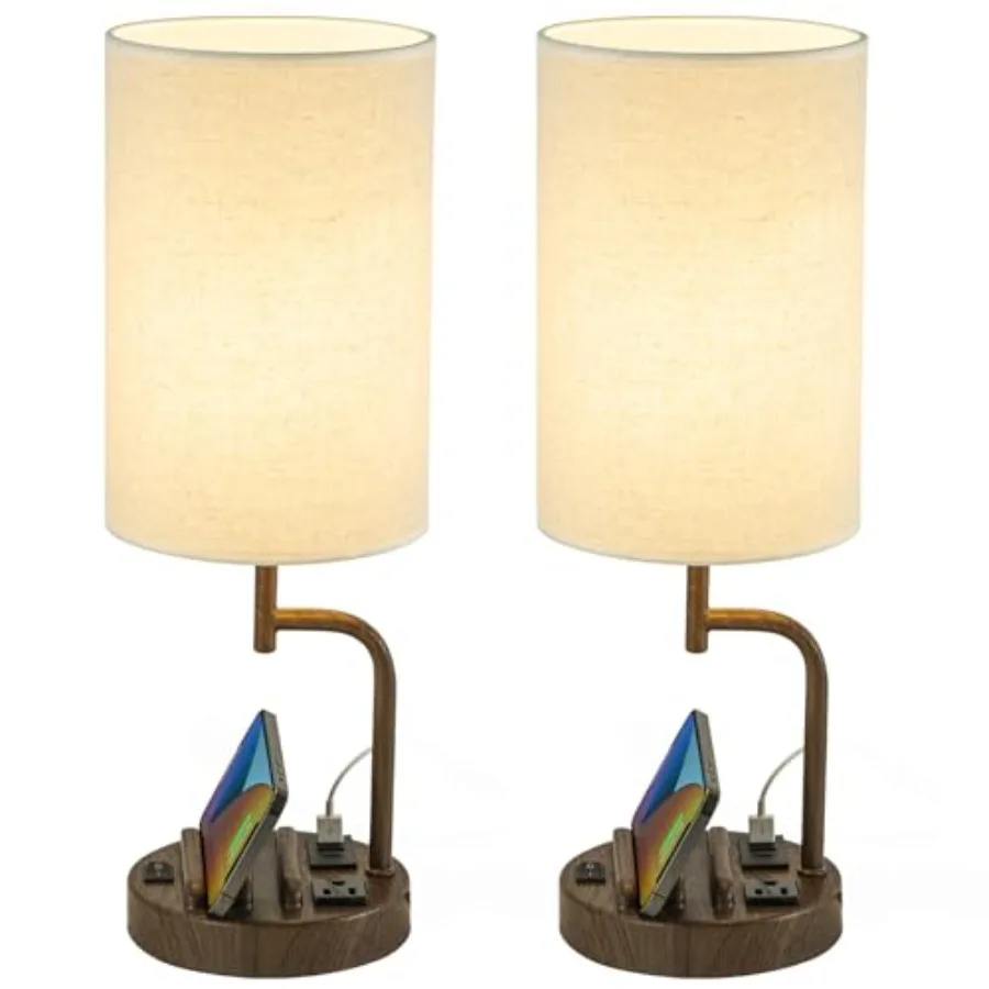 Table Lamp with 3 USB Charging Ports, Modern Desk Lamp with AC Outlet and Phone Stands, Perfect Bedside Lamp for Bedroom, Livin
Table Lamp with 3 USB Charging Ports, Modern Desk Lamp with AC Outlet and Phone Stands, Perfect Bedside Lamp for Bedroom, Livin
