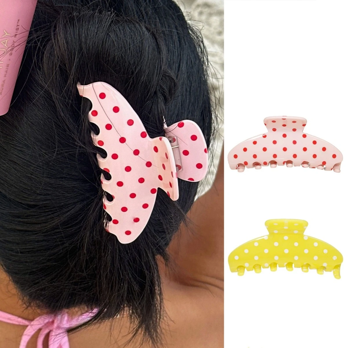 Pink Polka Dot Large Claw Clips for Women Classic Acetate Dot Print Hair Claws Jaw Clip Summer Cute Beach Hair Accessories
Pink Polka Dot Large Claw Clips for Women Classic Acetate Dot Print Hair Claws Jaw Clip Summer Cute Beach Hair Accessories